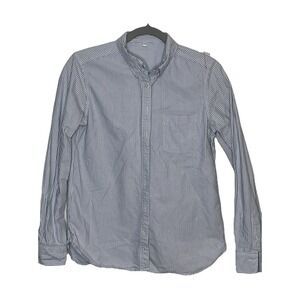 Women's Blue Pinstripe Button Up Dress Shirt Size Medium Long Sleeve Collared